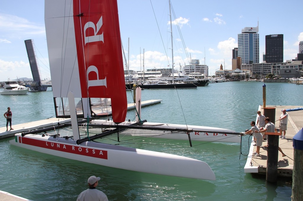 First splash - Prada AC45 launch - 16 January 2012, Auckland © Richard Gladwell www.photosport.co.nz